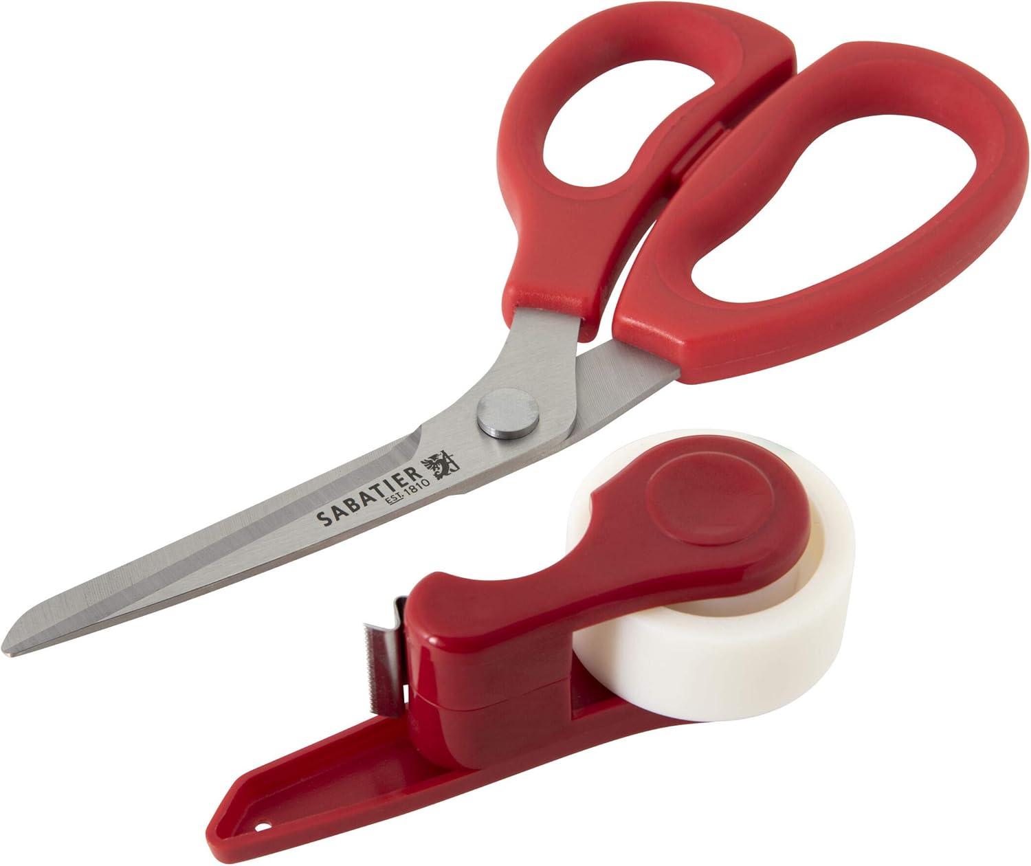 image:imageSabatier 2in1 AllPurpose Scissors Gift Wrap Scissors with Removable Tape Dispenser Blade Cover UltraSharp Stainless Steel MultiPurpose Scissors for Office and Home 114Inch RedRed