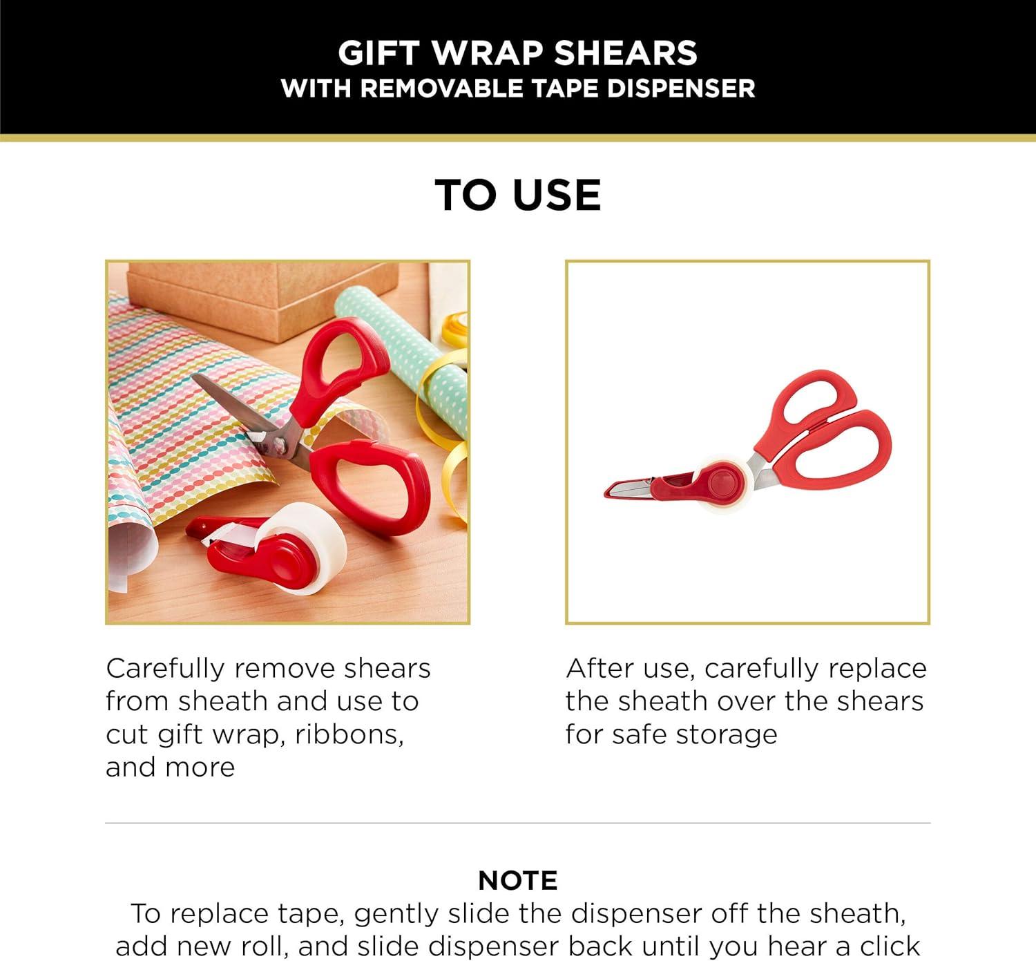 image:imageSabatier 2in1 AllPurpose Scissors Gift Wrap Scissors with Removable Tape Dispenser Blade Cover UltraSharp Stainless Steel MultiPurpose Scissors for Office and Home 114Inch RedRed