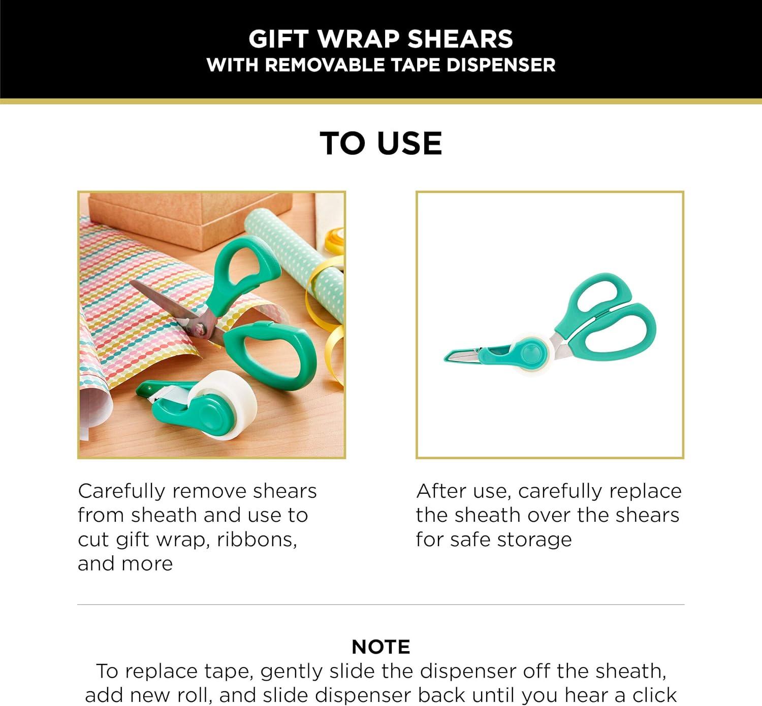 image:imageSabatier 2in1 AllPurpose Scissors Gift Wrap Scissors with Removable Tape Dispenser Blade Cover UltraSharp Stainless Steel MultiPurpose Scissors for Office and Home 114Inch RedGreen