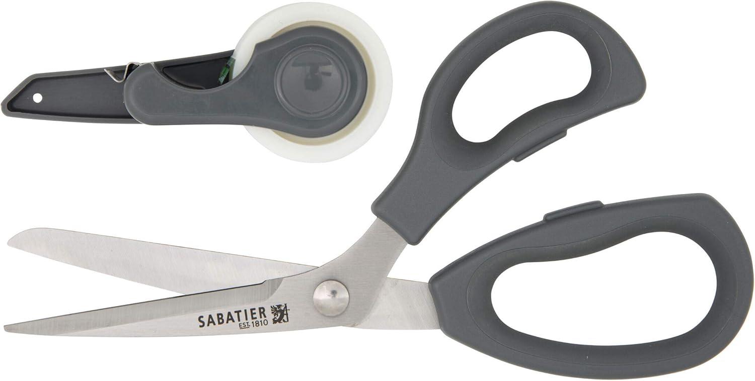 image:imageSabatier 2in1 AllPurpose Scissors Gift Wrap Scissors with Removable Tape Dispenser Blade Cover UltraSharp Stainless Steel MultiPurpose Scissors for Office and Home 114Inch RedGray