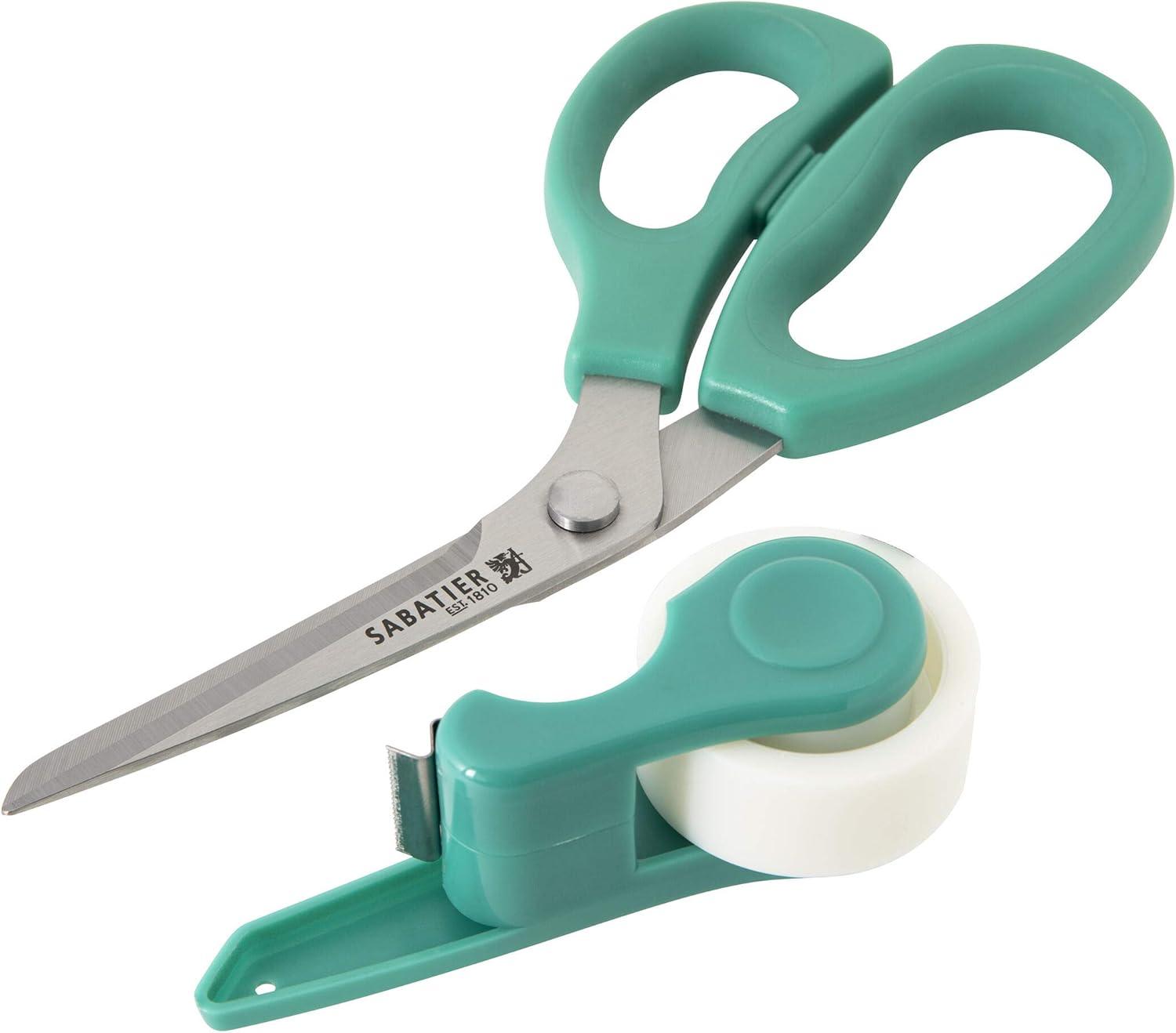 image:imageSabatier 2in1 AllPurpose Scissors Gift Wrap Scissors with Removable Tape Dispenser Blade Cover UltraSharp Stainless Steel MultiPurpose Scissors for Office and Home 114Inch RedGreen