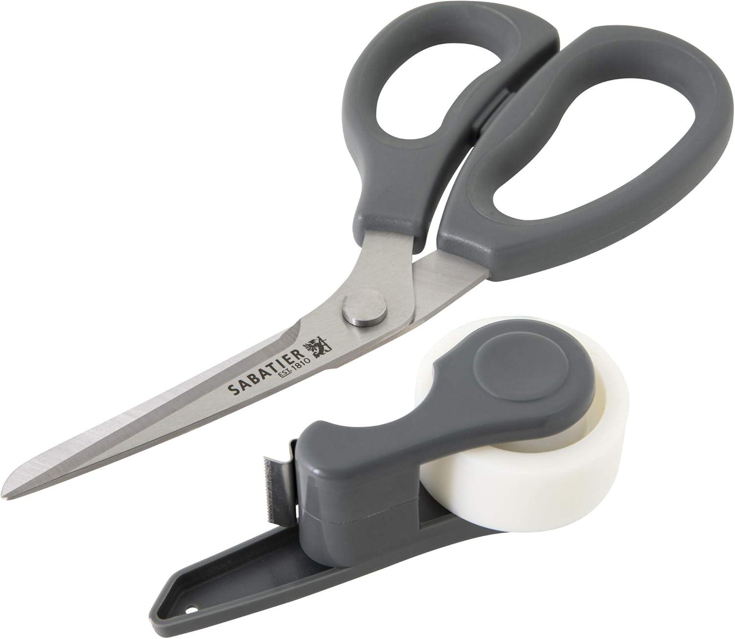 image:imageSabatier 2in1 AllPurpose Scissors Gift Wrap Scissors with Removable Tape Dispenser Blade Cover UltraSharp Stainless Steel MultiPurpose Scissors for Office and Home 114Inch RedGray