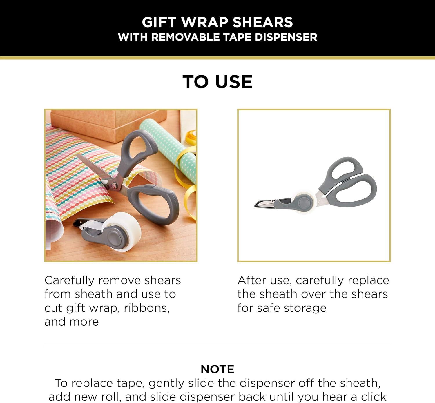 image:imageSabatier 2in1 AllPurpose Scissors Gift Wrap Scissors with Removable Tape Dispenser Blade Cover UltraSharp Stainless Steel MultiPurpose Scissors for Office and Home 114Inch RedGray