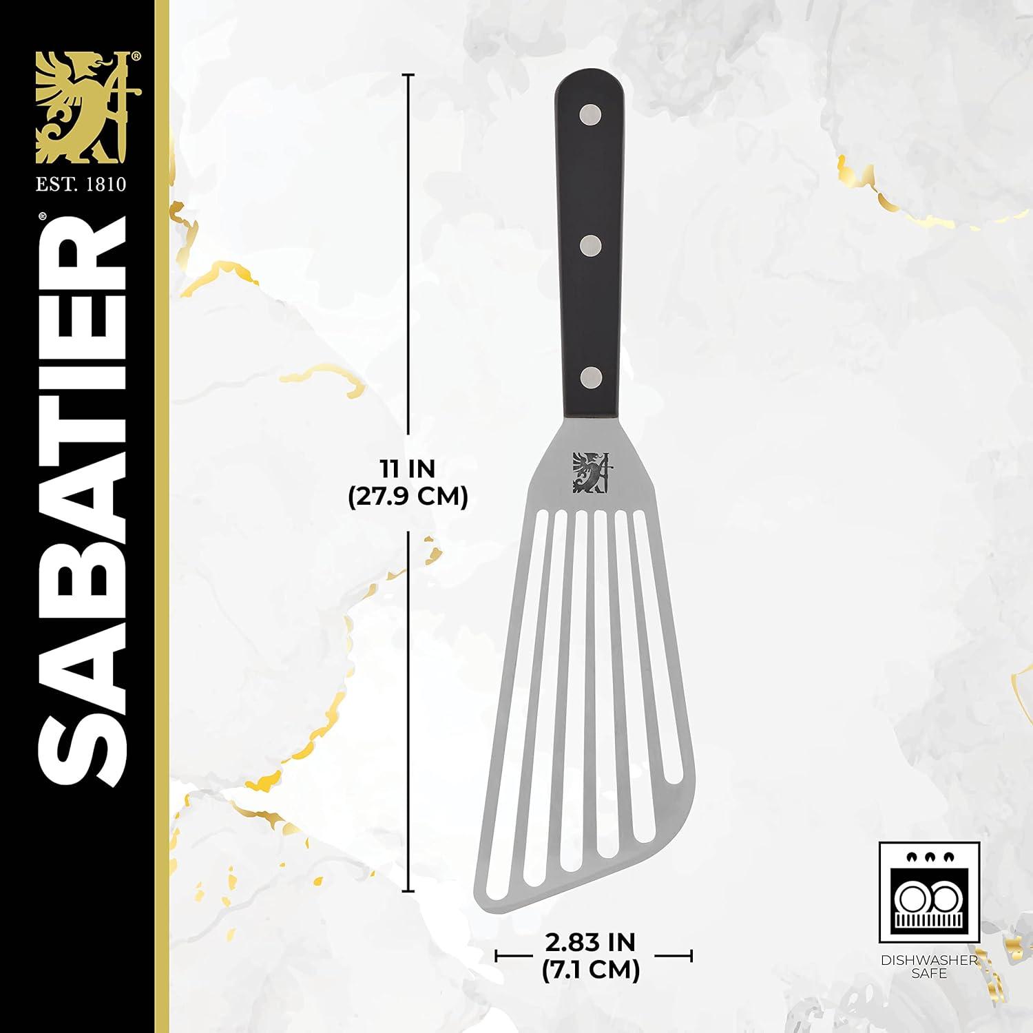 image:imageSabatier Black Flex Turner Triple Rivet Stainless Steel Angled Fish Perfect for use on delicate foods 1034Inch Black