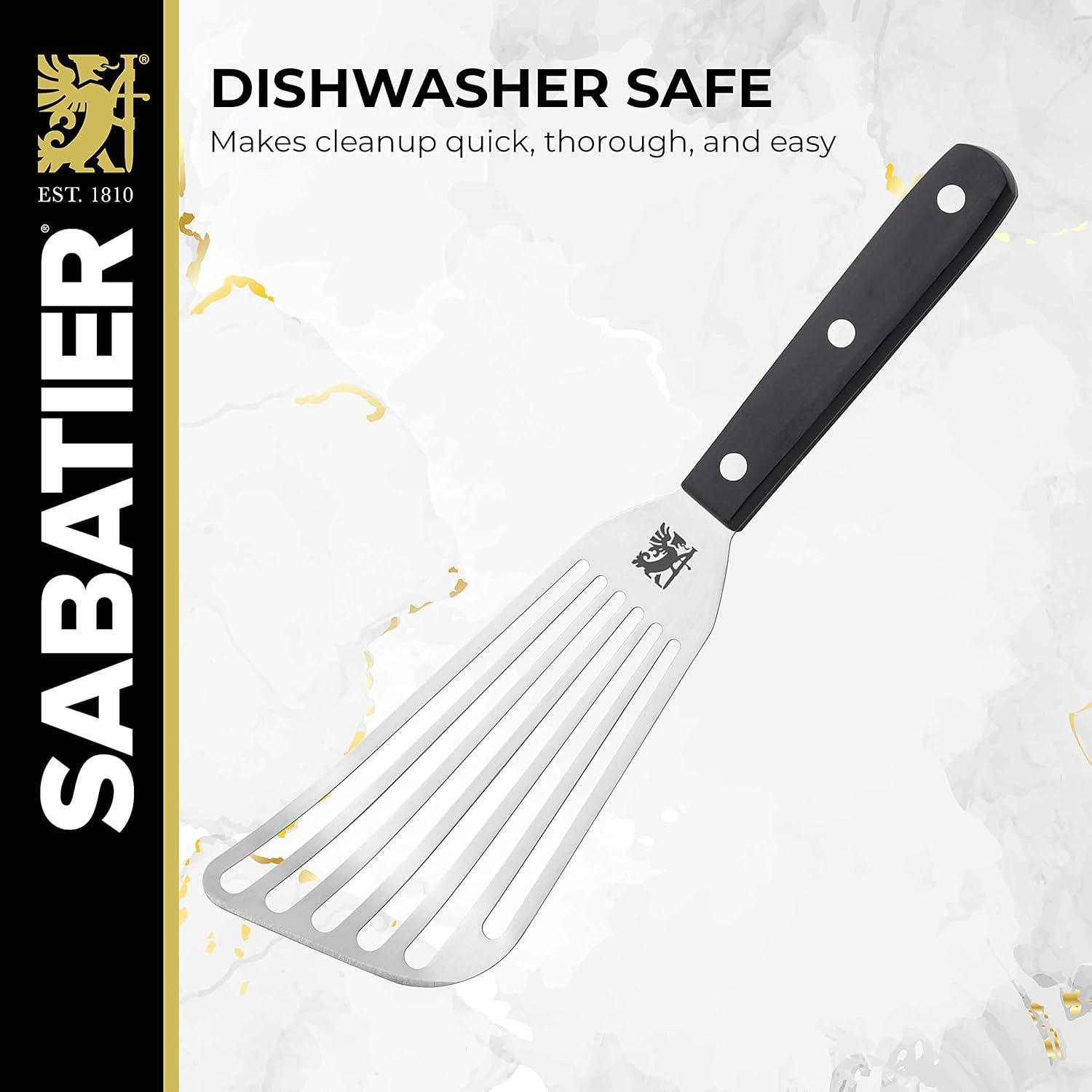 image:imageSabatier Black Flex Turner Triple Rivet Stainless Steel Angled Fish Perfect for use on delicate foods 1034Inch Black