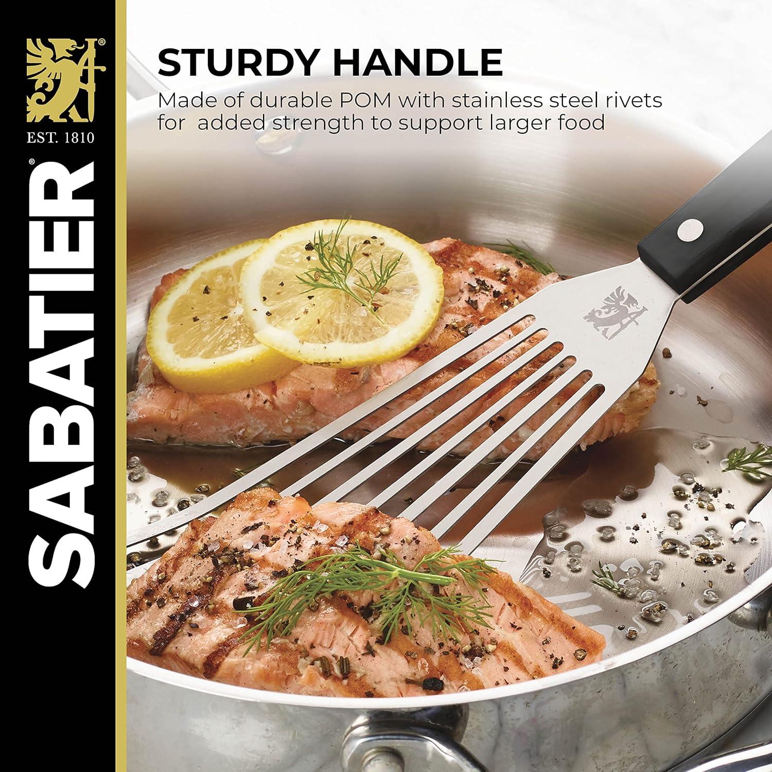 image:imageSabatier Black Flex Turner Triple Rivet Stainless Steel Angled Fish Perfect for use on delicate foods 1034Inch Black