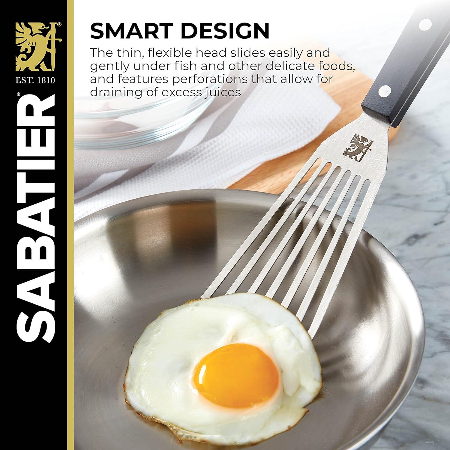 image:imageSabatier Black Flex Turner Triple Rivet Stainless Steel Angled Fish Perfect for use on delicate foods 1034Inch Black