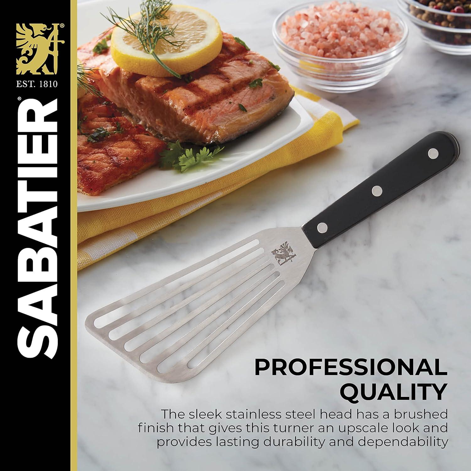image:imageSabatier Black Flex Turner Triple Rivet Stainless Steel Angled Fish Perfect for use on delicate foods 1034Inch Black