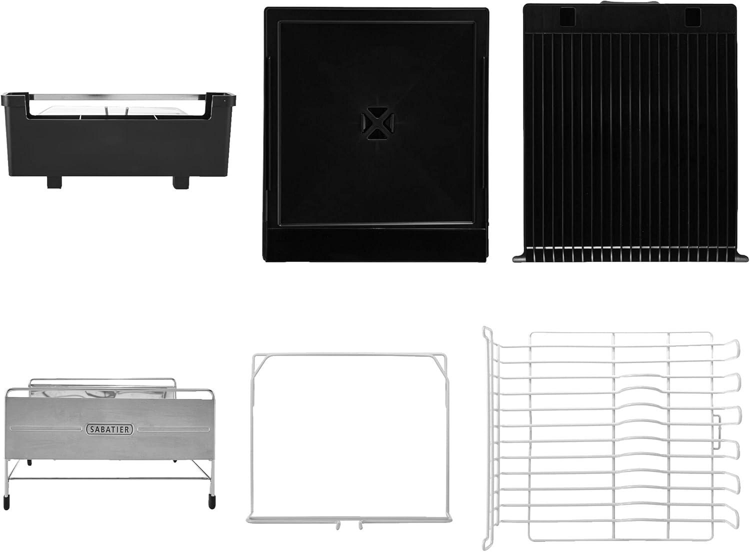 image:imageSabatier Expandable Stainless Steel Dish Rack with RustResistant Soft Coated Wires and BiDirectional Spout with Utensil Caddy and Removable Stemware HolderGrayBlack