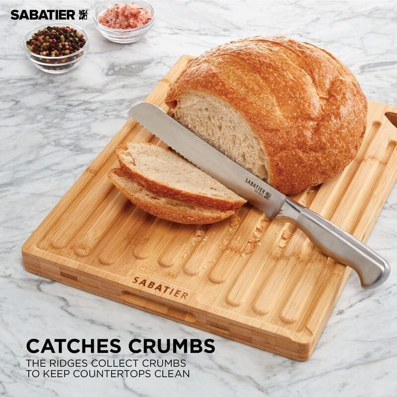 image:imageSabatier ExtraLarge Bamboo Cutting Board with Juice Trench amp Handles Reversible Kitchen Chopping Board for Meal Prep amp Serving Bread Board with Grooves for Charcuterie 12 x 1814L x 11W