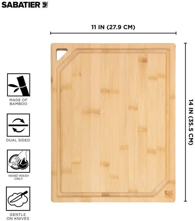 image:imageSabatier ExtraLarge Bamboo Cutting Board with Juice Trench amp Handles Reversible Kitchen Chopping Board for Meal Prep amp Serving Bread Board with Grooves for Charcuterie 12 x 1814L x 11W