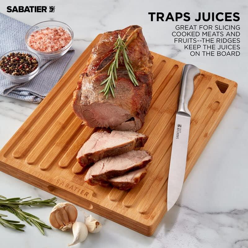 image:imageSabatier ExtraLarge Bamboo Cutting Board with Juice Trench amp Handles Reversible Kitchen Chopping Board for Meal Prep amp Serving Bread Board with Grooves for Charcuterie 12 x 1814L x 11W