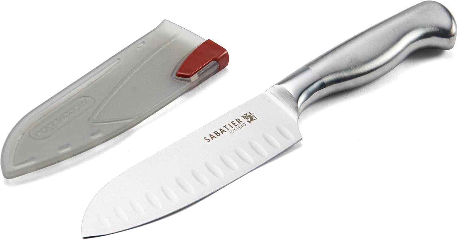 image:imageSabatier Forged Stainless Steel Slicing Knife with Edgekeeper SelfSharpening Blade Cover HighCarbon Stainless Steel Kitchen Knife RazorSharp Knife to Cut Fruit Vegetables and more 8Inch5Inch Santoku Knife