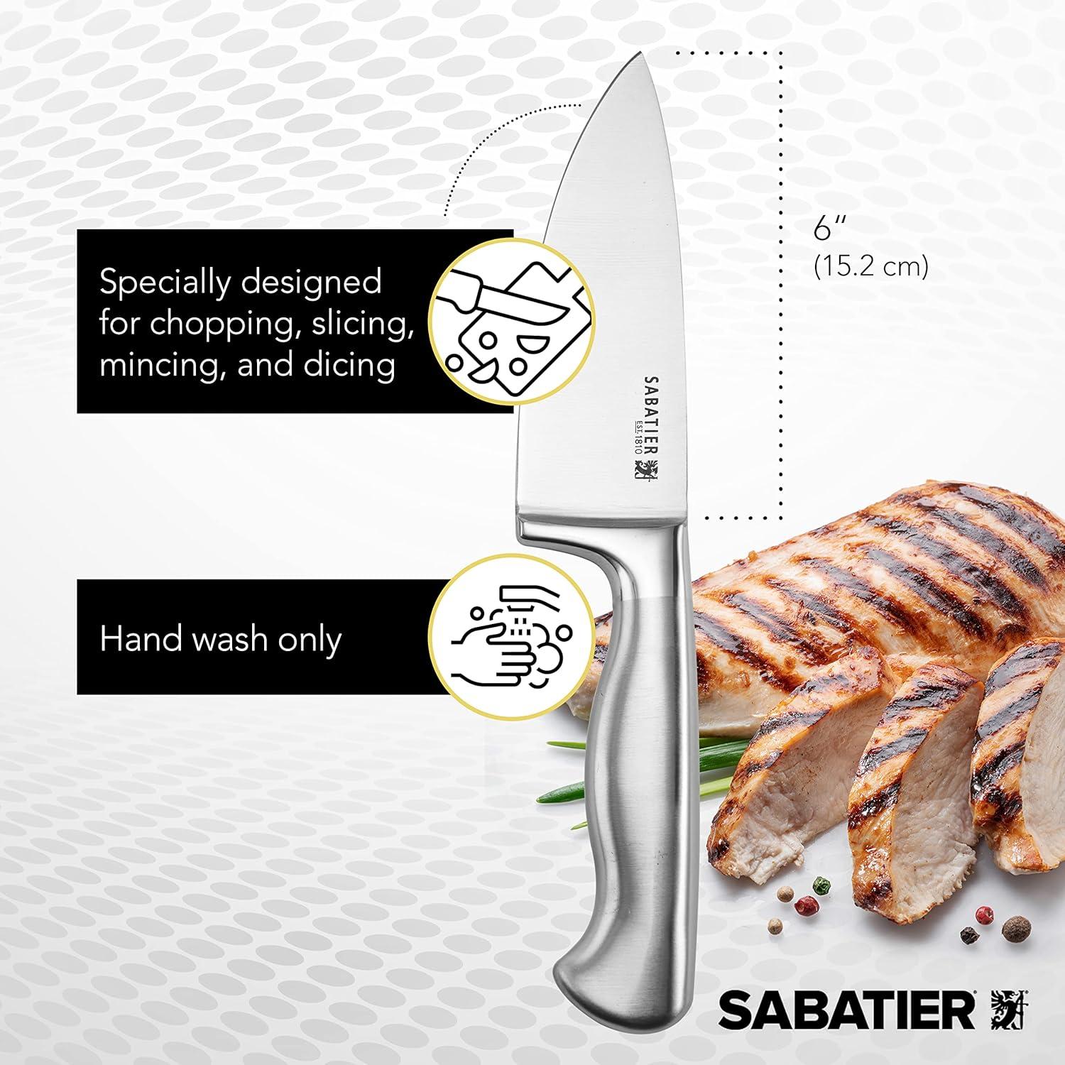 image:imageSabatier Forged Stainless Steel Slicing Knife with Edgekeeper SelfSharpening Blade Cover HighCarbon Stainless Steel Kitchen Knife RazorSharp Knife to Cut Fruit Vegetables and more 8Inch6Inch Chef Knife