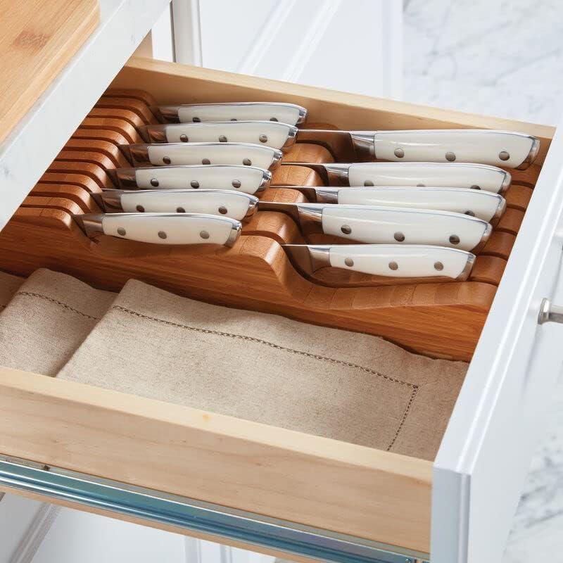 image:imageSabatier In Drawer Knife Organizer 11 Slots Bamboo Knife Block Kitchen Storage Holder for 11 Knives Kitchen Knife Organizer11 Slots