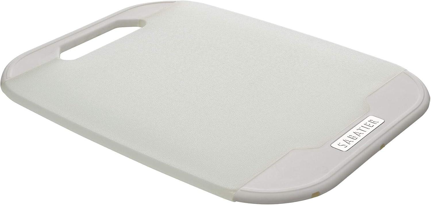 image:imageSabatier Plastic Cutting Board with NonSlip Edges Dishwasher Safe Poly Chopping Board for Kitchen with Easy Grip Handle 11inch x14inch WhiteWhite