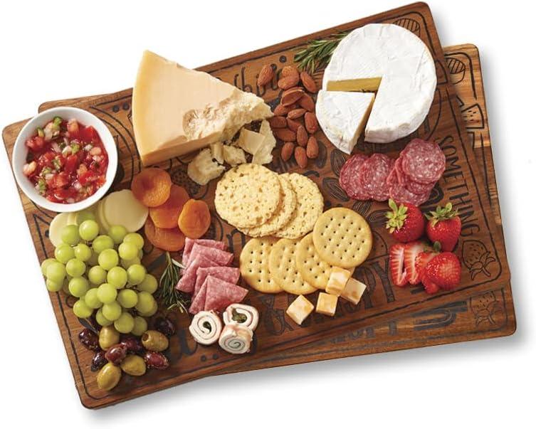 image:imageSabatier Reversible Bamboo Charcuterie Board with Recessed Handles Decorative Kitchen Cutting Board for Entertaining and Meal Prep Cheese Board with Serving Guide 11 x14Acacia