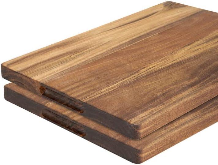 image:imageSabatier Reversible Bamboo Charcuterie Board with Recessed Handles Decorative Kitchen Cutting Board for Entertaining and Meal Prep Cheese Board with Serving Guide 11 x14Acacia