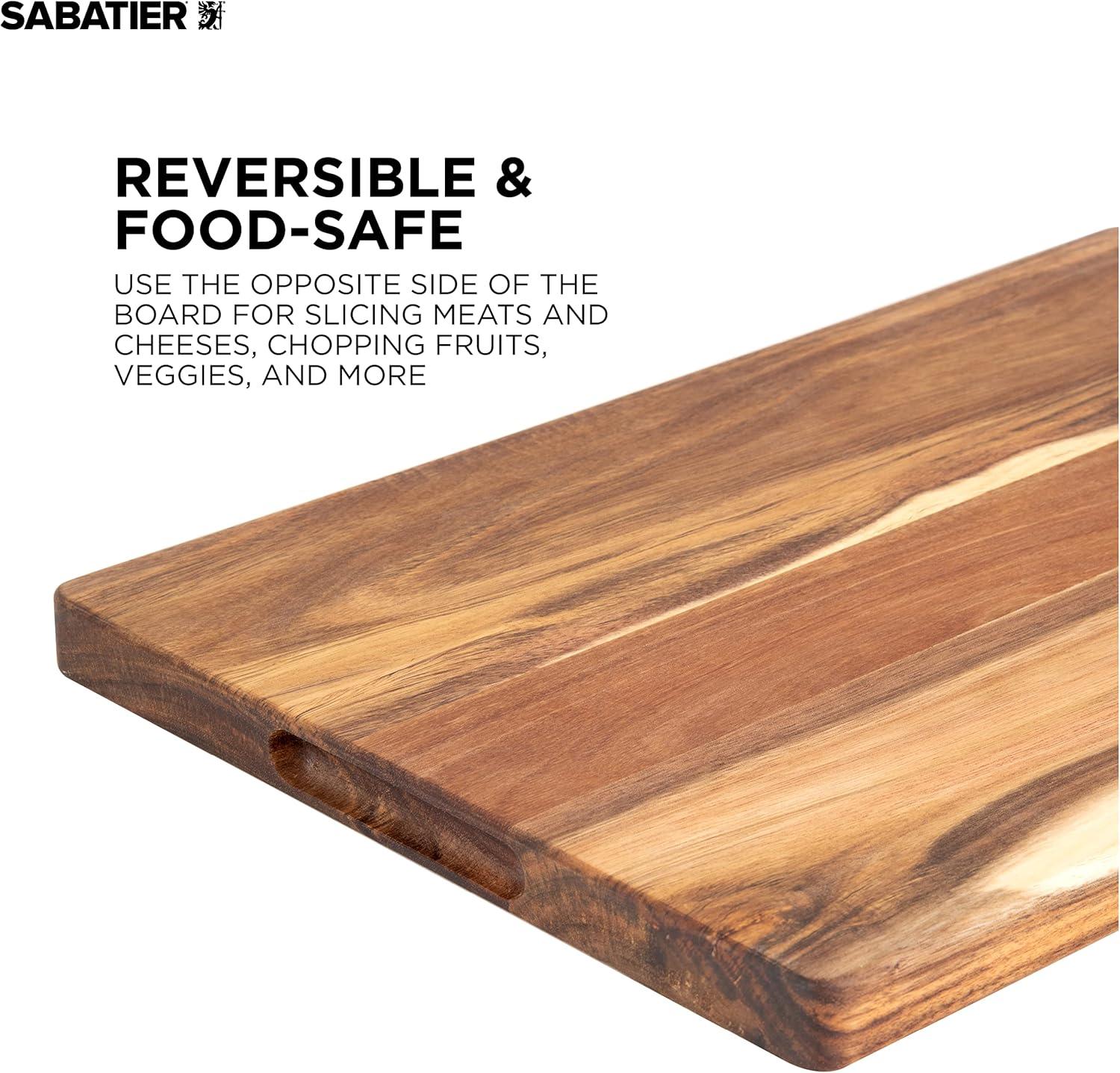 image:imageSabatier Reversible Bamboo Charcuterie Board with Recessed Handles Decorative Kitchen Cutting Board for Entertaining and Meal Prep Cheese Board with Serving Guide 11 x14Acacia