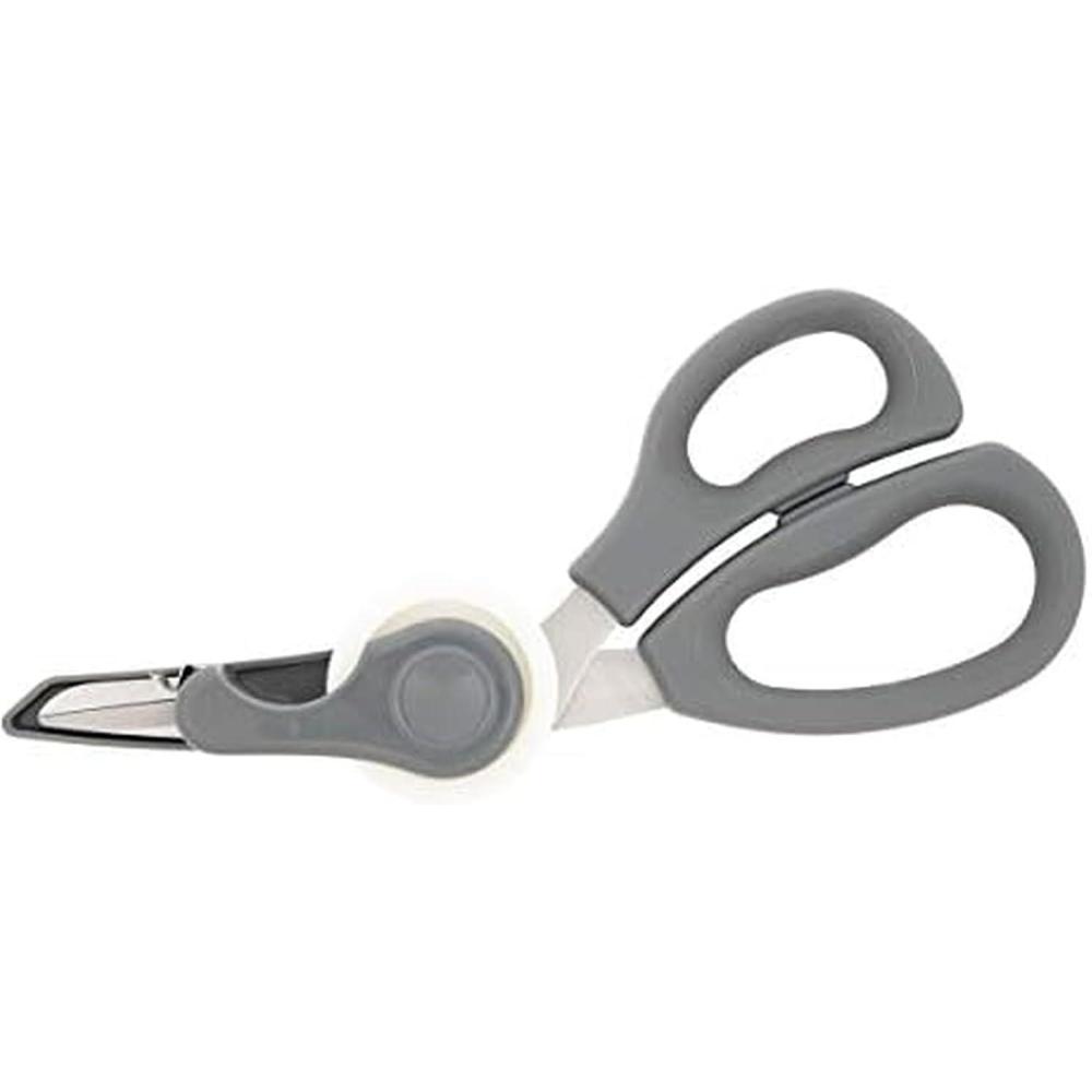 image:imageSabatier 2in1 AllPurpose Scissors Gift Wrap Scissors with Removable Tape Dispenser Blade Cover UltraSharp Stainless Steel MultiPurpose Scissors for Office and Home 114Inch RedGray