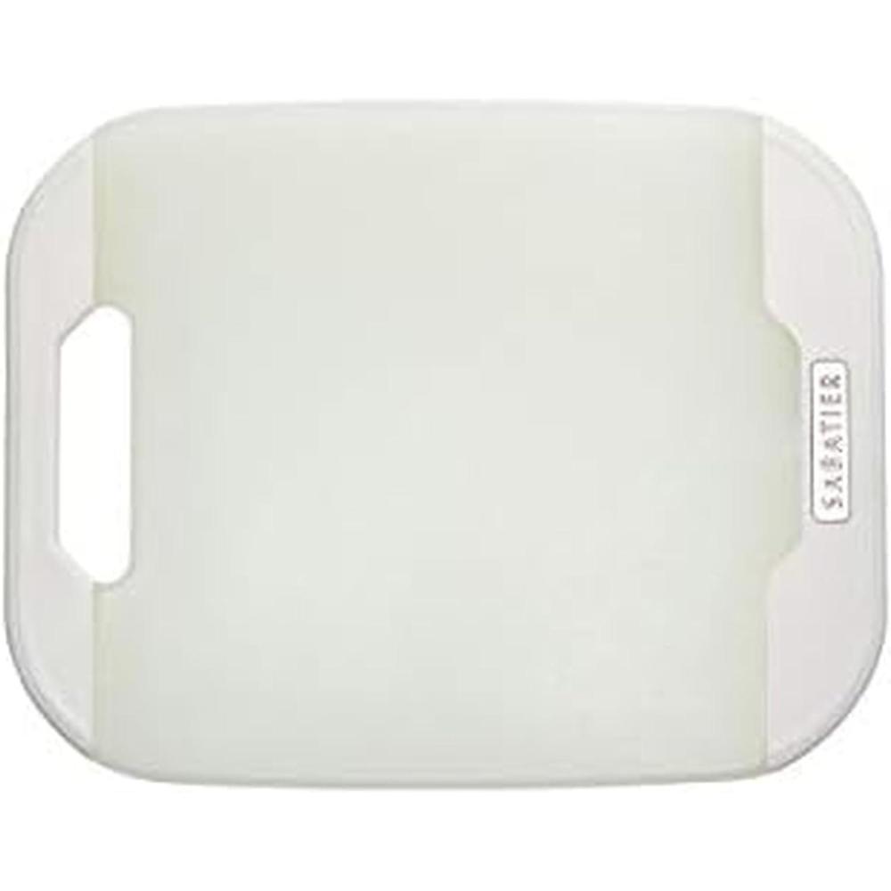image:imageSabatier Plastic Cutting Board with NonSlip Edges Dishwasher Safe Poly Chopping Board for Kitchen with Easy Grip Handle 11inch x14inch WhiteWhite