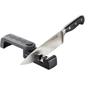 image:imageSabatier 3 Stage Knife Sharpener SpaceSaving Kitchen Knife Sharpener with NonSlip Base EasyToUse Folding Knife Sharpening System to Polish Sharpen and Repair Kitchen Knives Black