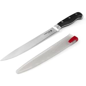image:imageSabatier Forged Stainless Steel Chef Knife with Edgekeeper SelfSharpening Blade Cover HighCarbon Stainless Steel Kitchen Knife RazorSharp Knife to Cut Fruit Vegetables and more 8Inch Black8Inch Slicer Knife