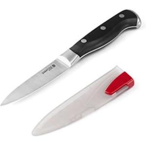 image:imageSabatier Forged Stainless Steel Chef Knife with Edgekeeper SelfSharpening Blade Cover HighCarbon Stainless Steel Kitchen Knife RazorSharp Knife to Cut Fruit Vegetables and more 8Inch Black35Inch Paring Knife
