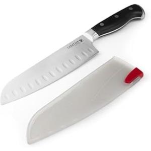 image:imageSabatier Forged Stainless Steel Chef Knife with Edgekeeper SelfSharpening Blade Cover HighCarbon Stainless Steel Kitchen Knife RazorSharp Knife to Cut Fruit Vegetables and more 8Inch Black7Inch Santoku Knife