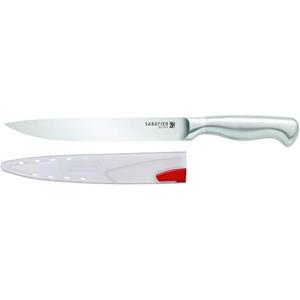 image:imageSabatier Forged Stainless Steel Slicing Knife with Edgekeeper SelfSharpening Blade Cover HighCarbon Stainless Steel Kitchen Knife RazorSharp Knife to Cut Fruit Vegetables and more 8Inch8Inch Slicer Knife
